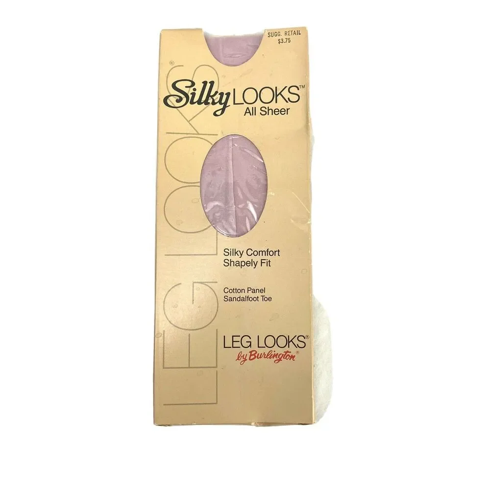 Vintage 1985 Leg Looks Burlington All Sheer Silky Comfort Pantyhose Cream Rose